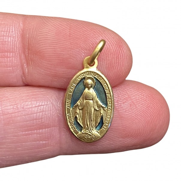 Golden Miraculous Medal minting fired enamel, Medals and