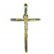 Crucifix Thin bronze cross with fire enamel