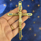 Crucifix Thin bronze cross with fire enamel