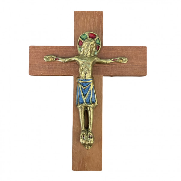 Romanesque crucifix in bronze and wood