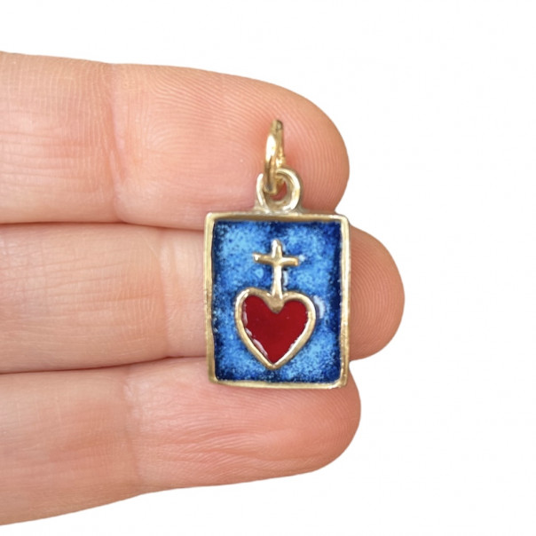 Sacred heart enamel pendant