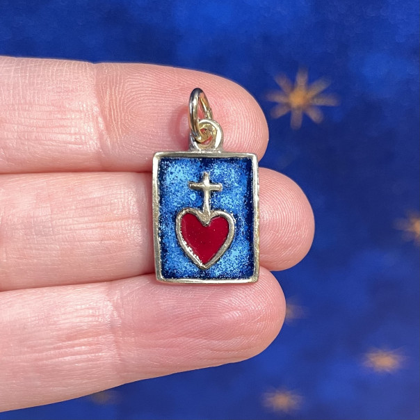 Sacred heart enamel pendant