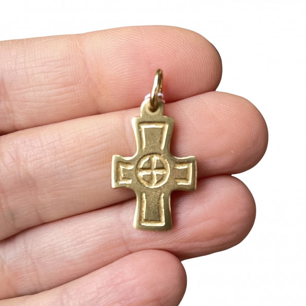 Sacred heart cross in bronze with fired enamel