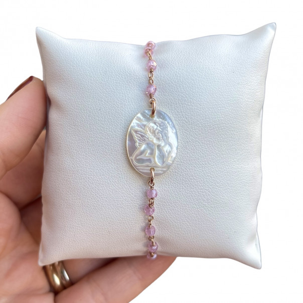 Bracelet "Ti tengo per mano" pink cubic zirconia
