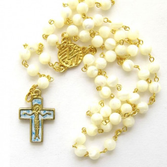 Rosario Madreprela bronzo dorato smalto a fuoco 2