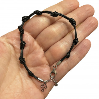 Rosary bracelet in leather and silver 2