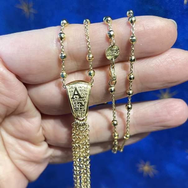 Rosary necklace Precem Mater golden silver