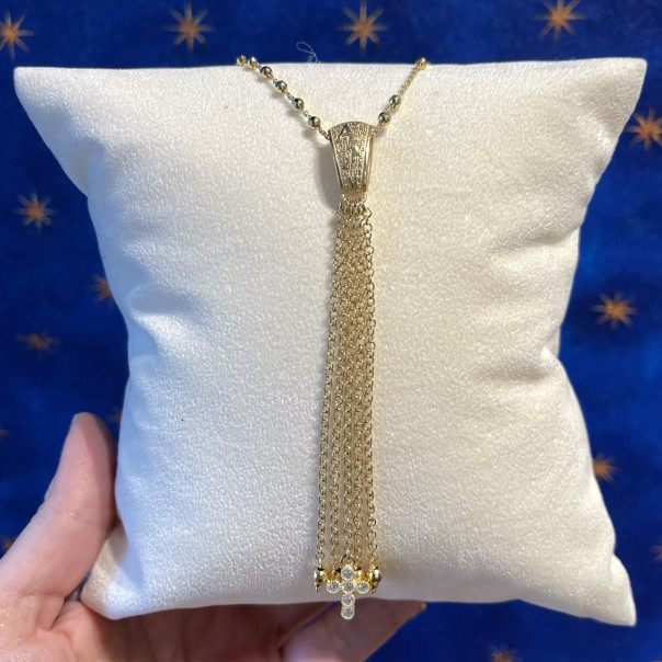 Rosary necklace Precem Mater golden silver