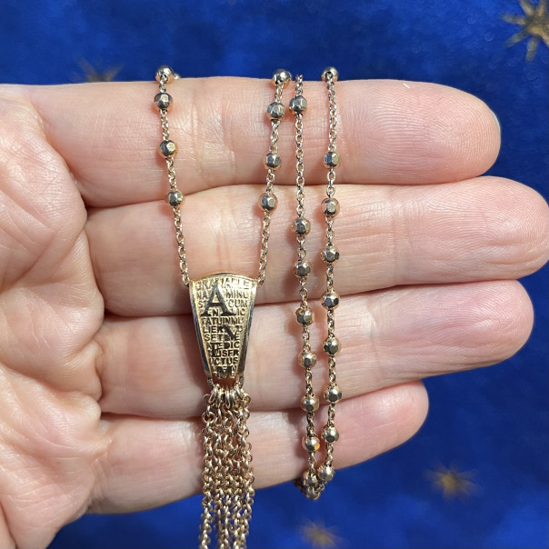 Rosary necklace Precem Mater 925 rose gold plated silver
