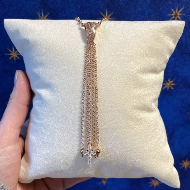 Rosary necklace Precem Mater 925 rose gold plated silver