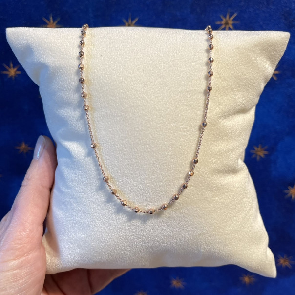 Rosary necklace Precem Mater 925 rose gold plated silver