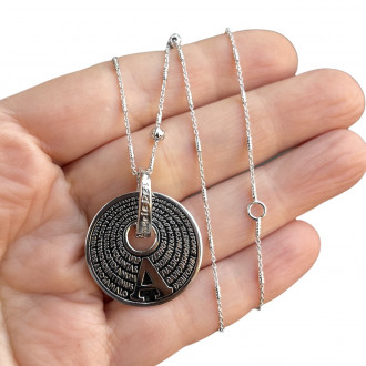 Collana Ave Maria tondo rodiata