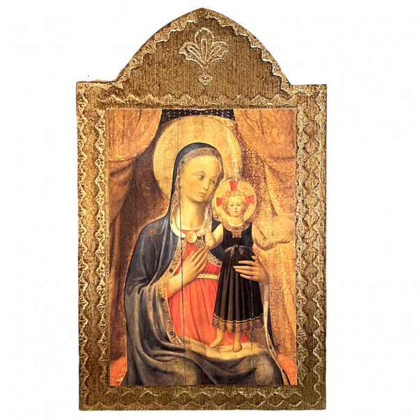 Shaped gold leaf panel with Madonna beato Angelico tip