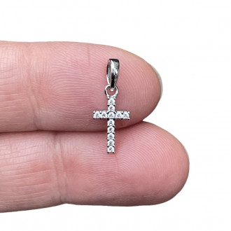 Croce oro bianco e zirconi