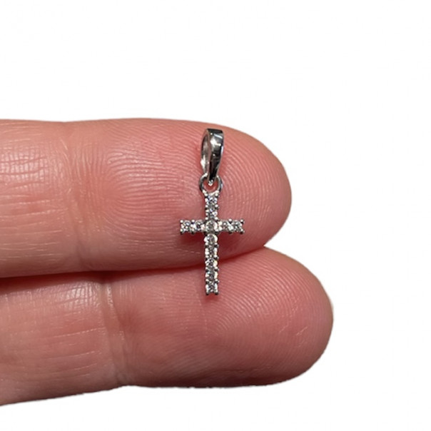 White gold cross and zircons
