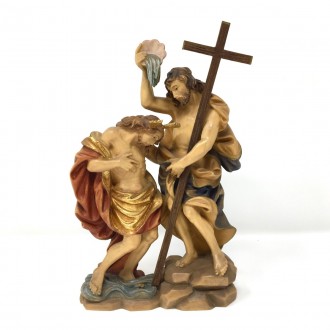 Statua Battesimo di Gesù in legno