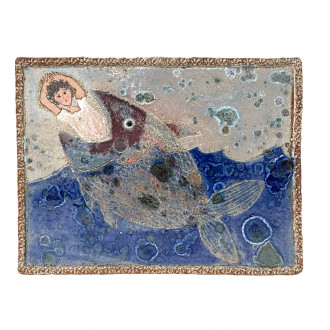 Giona e la balena pannello in gres