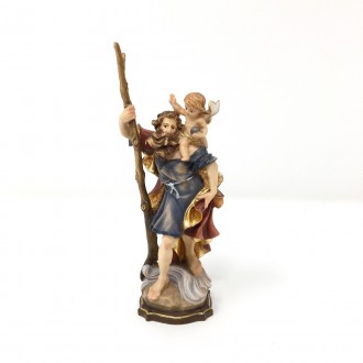 Statua San Cristoforo in legno cm 12