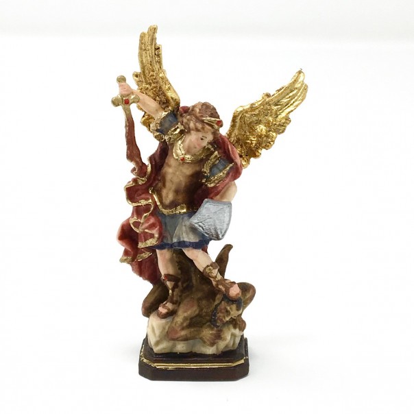 Statuina San Michele Arcangelo miniatura in legno cm 6