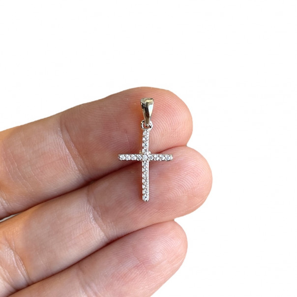 croce in argento e zirconi