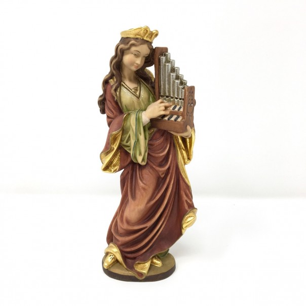 Saint Cecilia wooden statue 20 cm