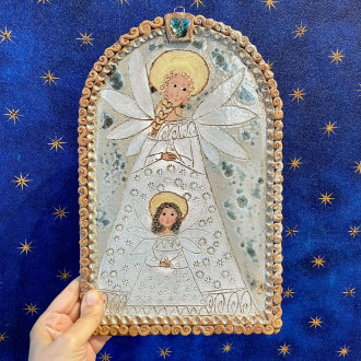 Guardian Angel Large stoneware altarpiece 2