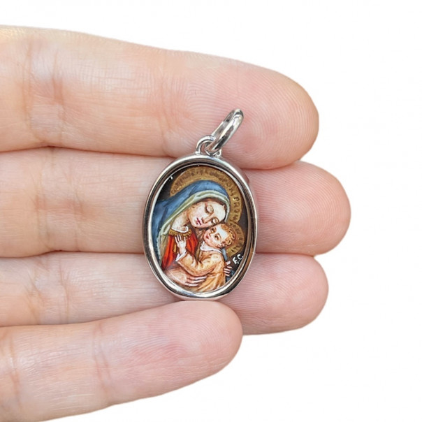 Medaglia Madonna del Buon consiglio miniata a mano