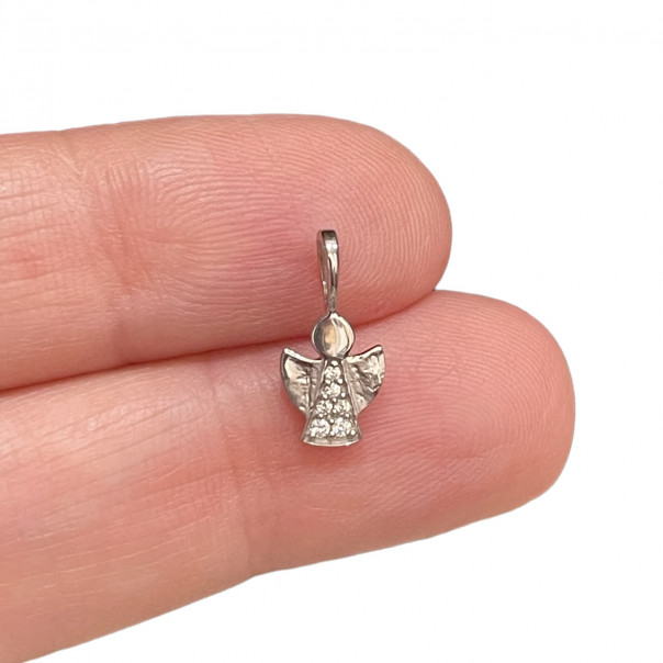 guardian angel necklace in silver and hand-crafted zircons