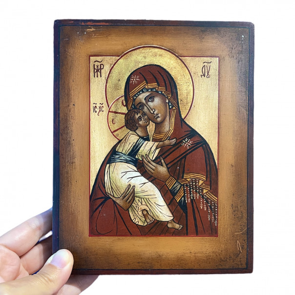 Hand painted icon Our Lady of Tenderness of Vladimir