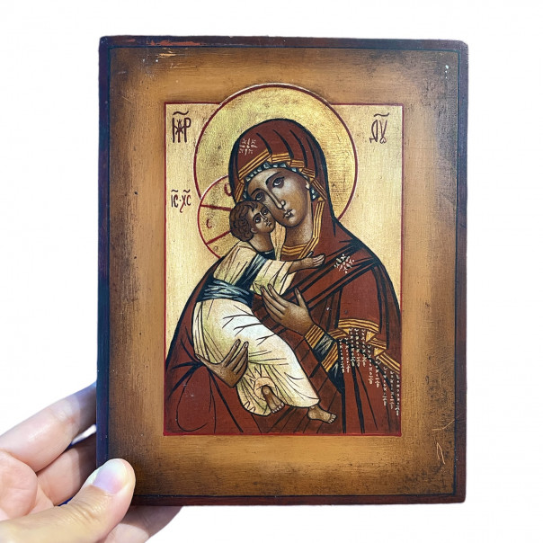 Icona dipinta a mano Madonna della Tenerezza di Vladimir