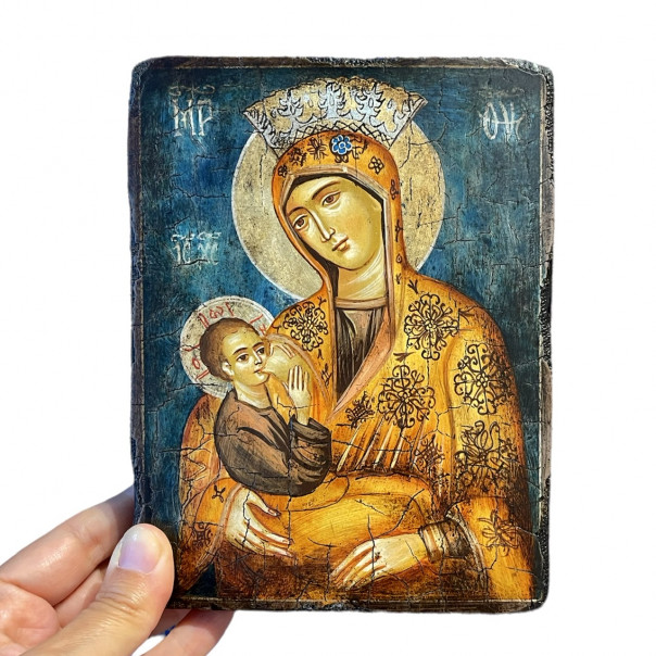Hand painted icon Madonna of the milk