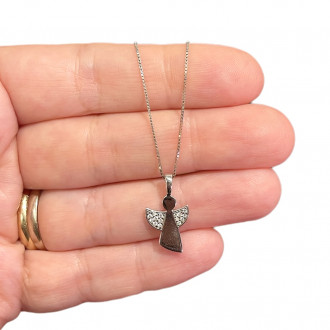 collana angelo custode stilizzato in argento 925 e zirconi