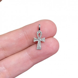 catenina con croce chiave della vita in argento lavorata a mano 2