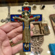 Crucifix in enamelled bronze