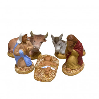 Holy Family with donkey and Santons ox 6 cm