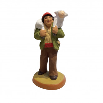Shepherd with sheep on shoulders Santons 6 cm