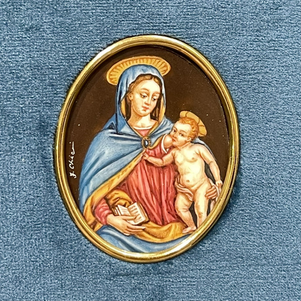 Miniatura su lastra di avorio Madonna dell'aiuto