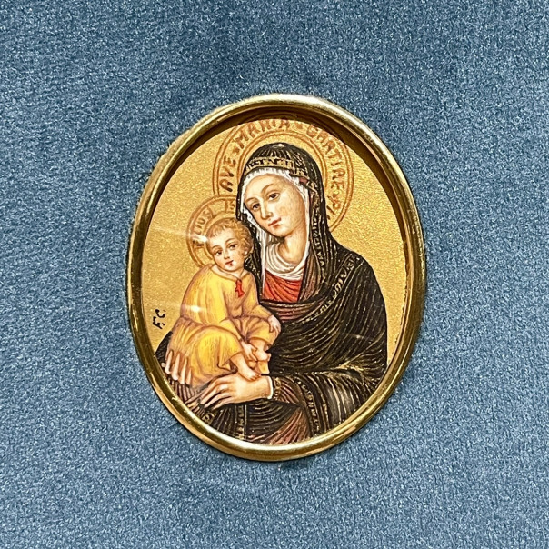 Miniature on ivory slab Madonna with Healthy Child by Pietro