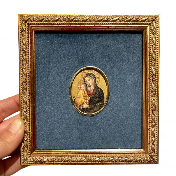 Miniatura su lastra di avorio Madonna con Bambino Sano di Pietro