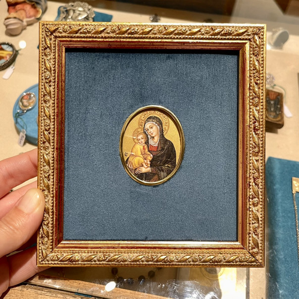 Miniature on ivory slab Madonna with Healthy Child by Pietro