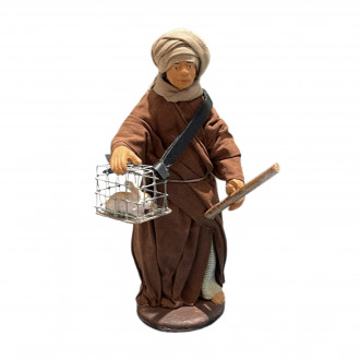 Uomo con coniglio in gabbia - presepe napoletano