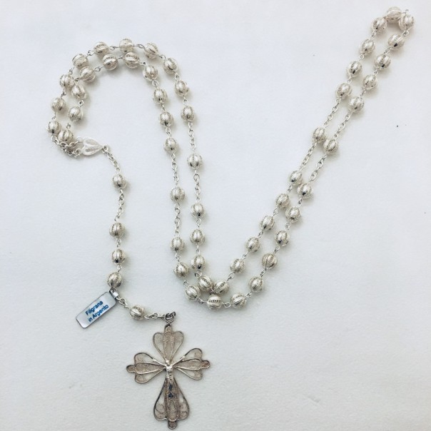 Rosario in filigrana di argento grande