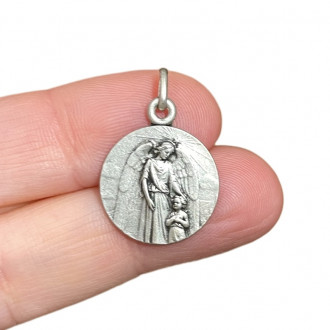 Medaglia angelo custode in argento mm 18