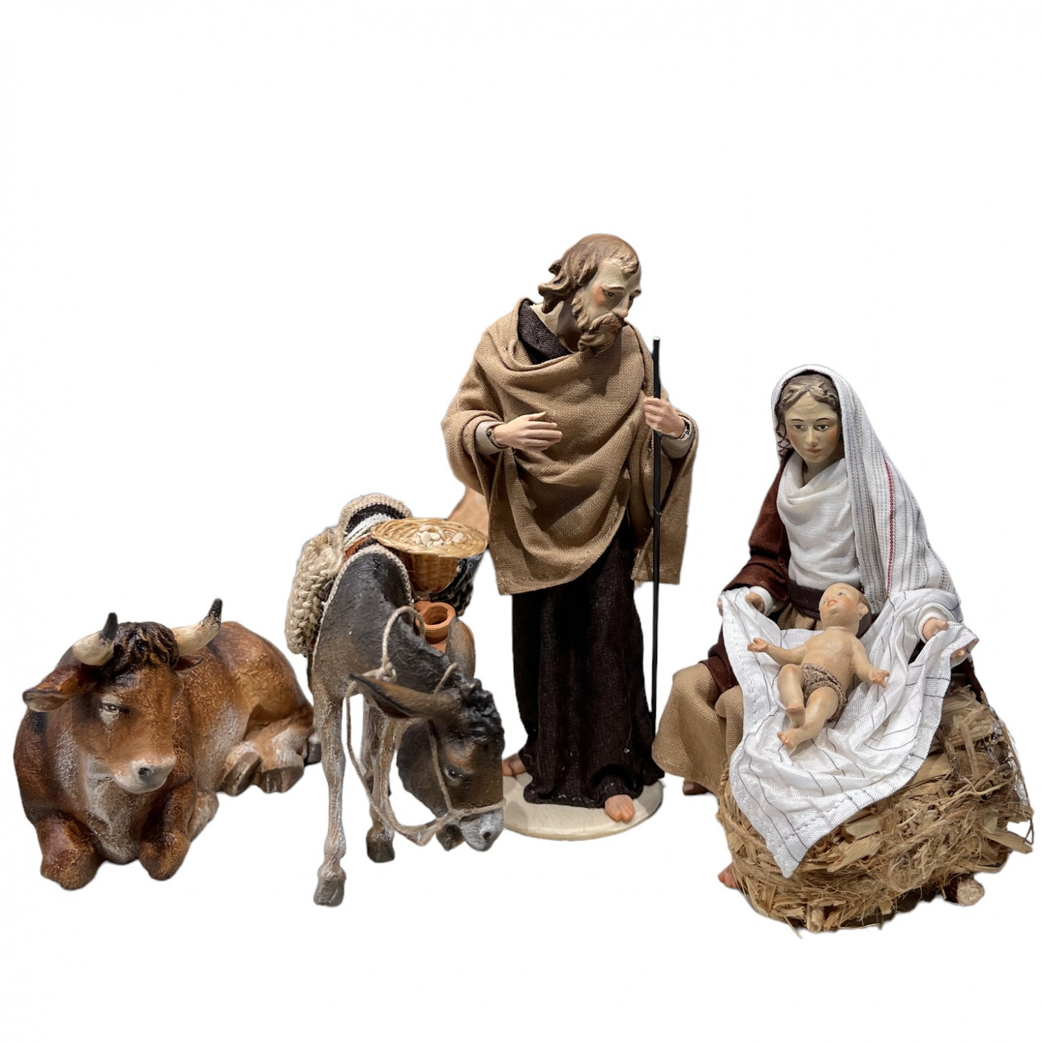 Hannah Nativity scene with donkey and ox