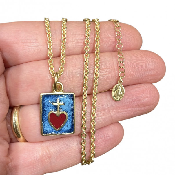 Sacred heart enamel pendant