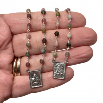 Silver and tourmaline scapular, Gold silver chains