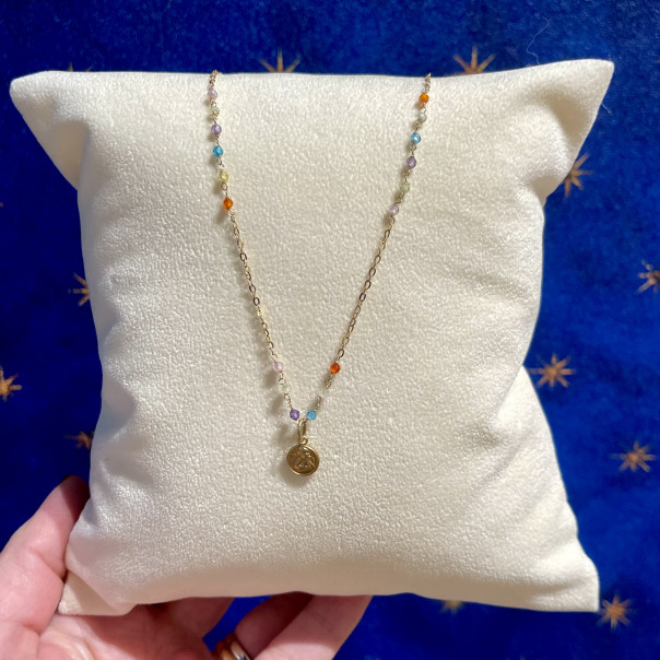 Choker Necklace Guardian Angel 18K Gold Sapphires