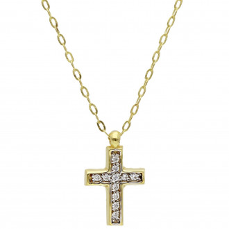 18-karat gold cross choker and zircons
