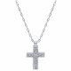 18 carat white gold cross choker and zircons