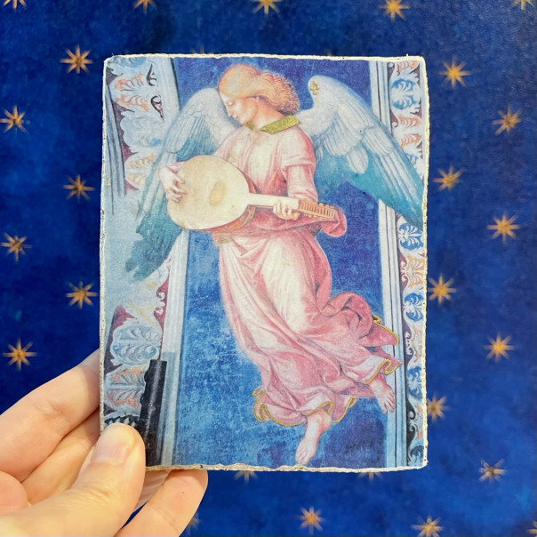 Angelo musicante affresco riproduzione Luca Signorelli